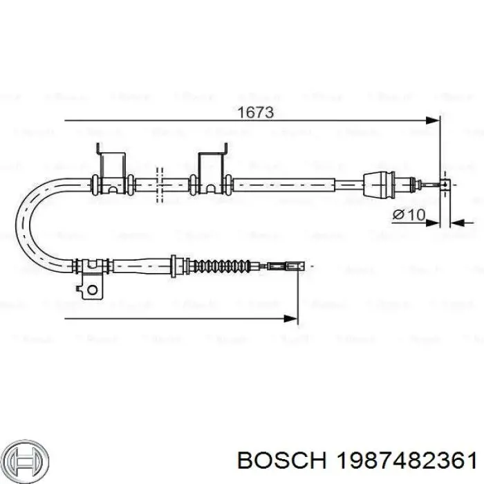 Трос ручного гальма задній, лівий 1987482361 Bosch