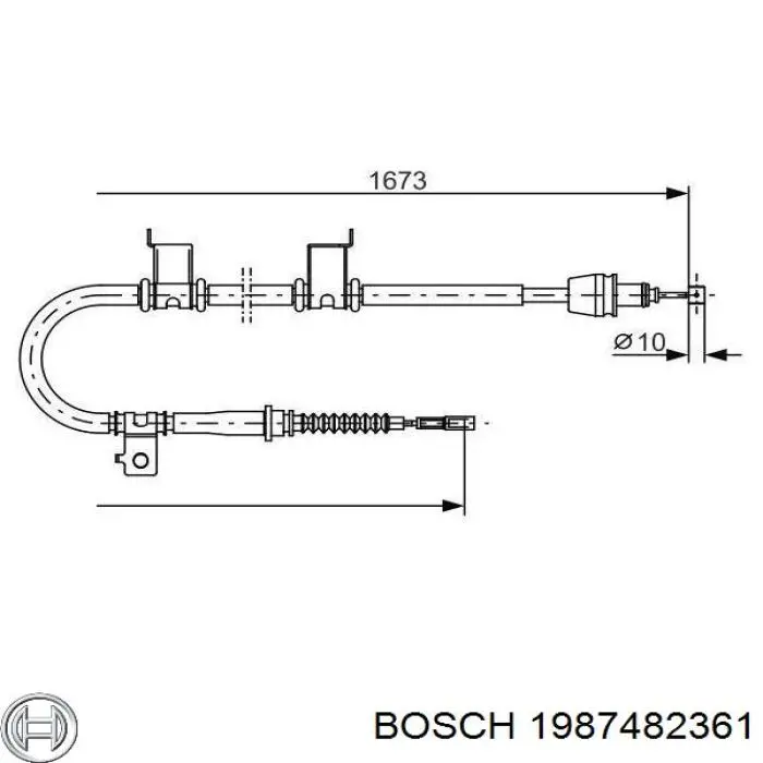 1987482361 Bosch трос ручного гальма задній, лівий