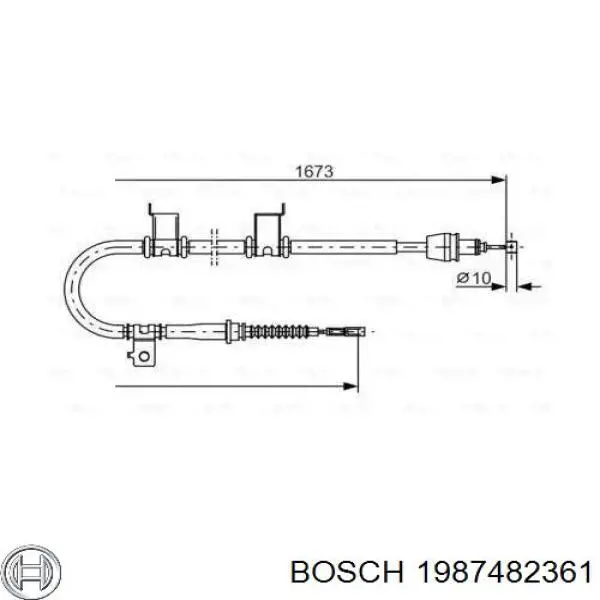 Трос стоянкового гальма задній лівий Bosch 1987482361 ціна, від 37.36 USD