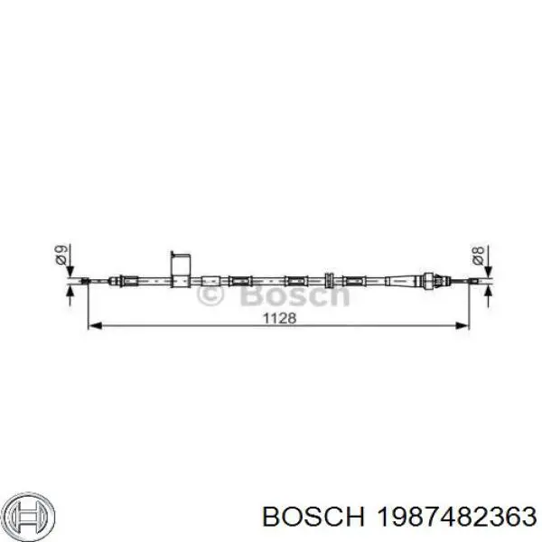 Трос стоянкового гальма задній правий Bosch 1987482363 ціна, від 14.50 USD