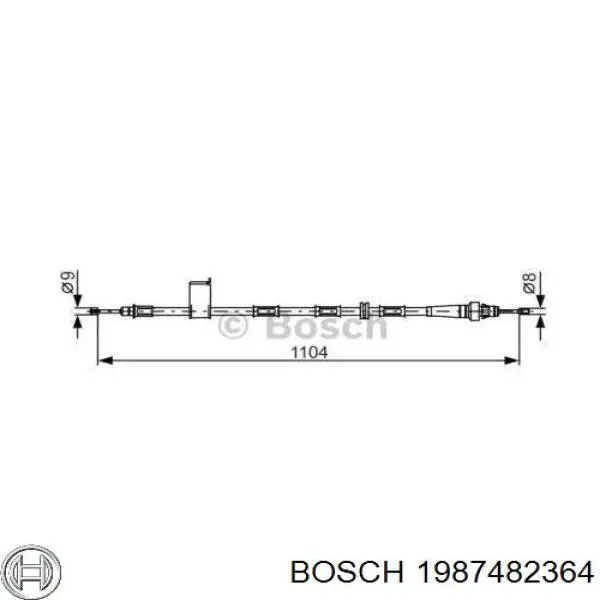 Трос стоянкового гальма задній лівий Bosch 1987482364 ціна, від 16.21 USD