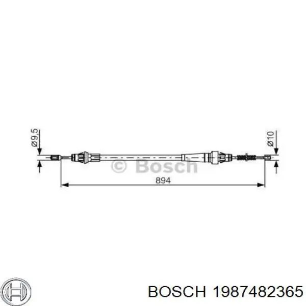 Купити 1987482365 Bosch Трос ручного гальма задній, лівий