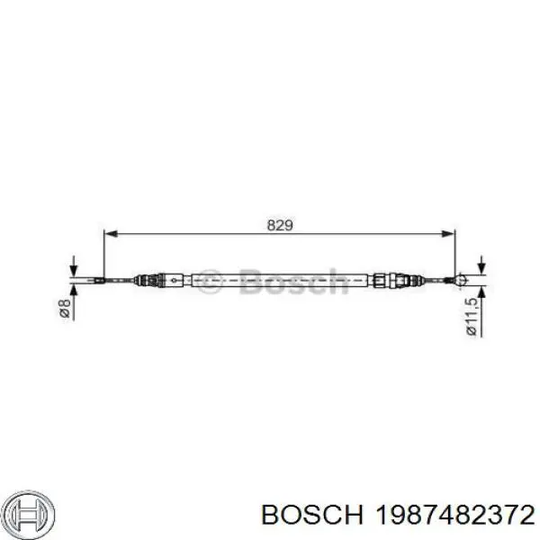 1987482372 Bosch Трос ручного гальма задній, правий/лівий