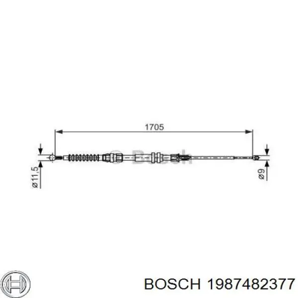 Купити 1987482377 Bosch Трос ручного гальма задній, правий/лівий