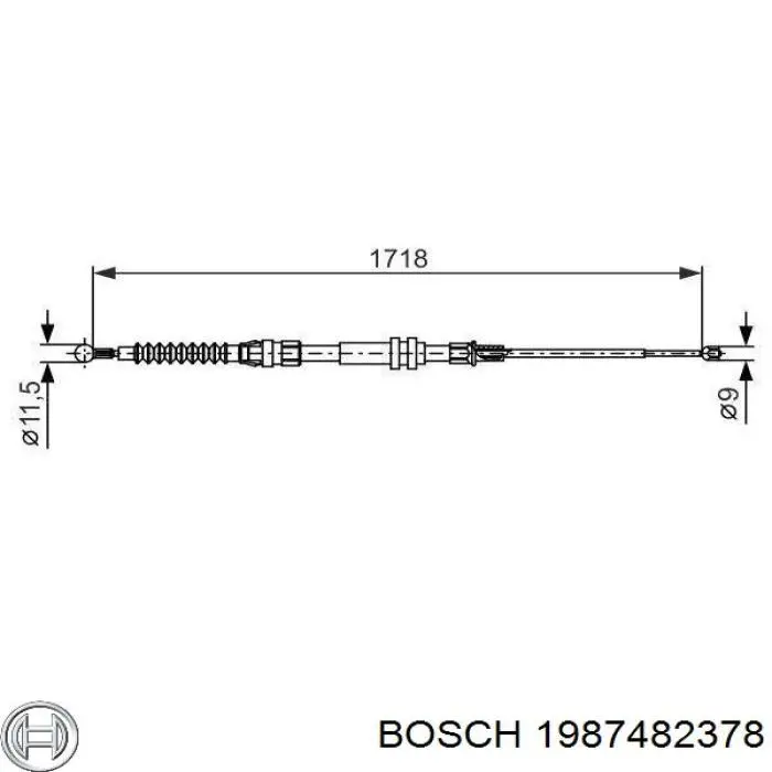 Купити 1987482378 Bosch Трос ручного гальма задній, правий/лівий