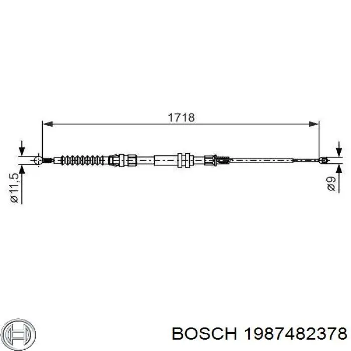 1987482378 Bosch трос ручного гальма задній, правий/лівий