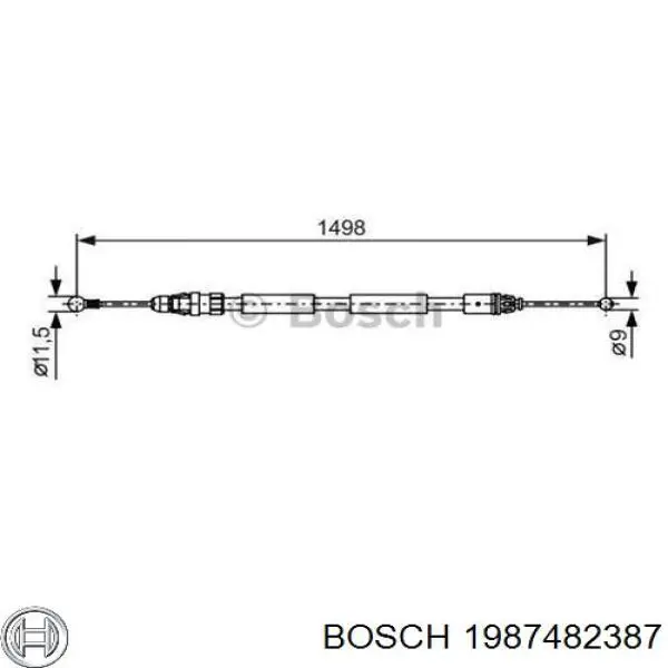 1987482387 Bosch трос ручного гальма задній, лівий