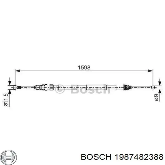 Трос ручного гальма задній, правий 1987482388 Bosch