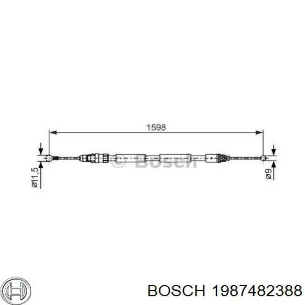 Трос стоянкового гальма задній правий Bosch 1987482388 ціна, від 15.27 USD