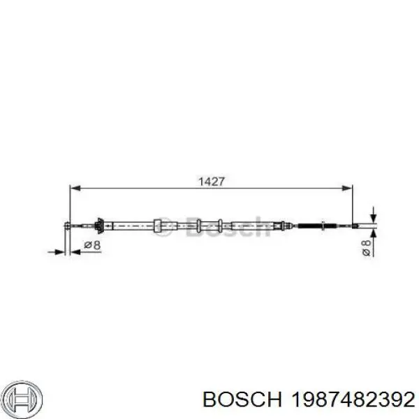 Трос ручного гальма задній, лівий 1987482392 Bosch