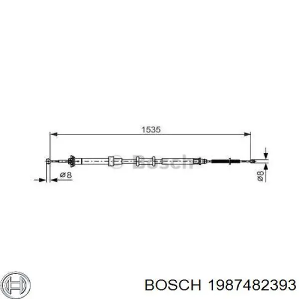 Трос стоянкового гальма задній правий Bosch 1987482393 ціна, від 18.54 USD