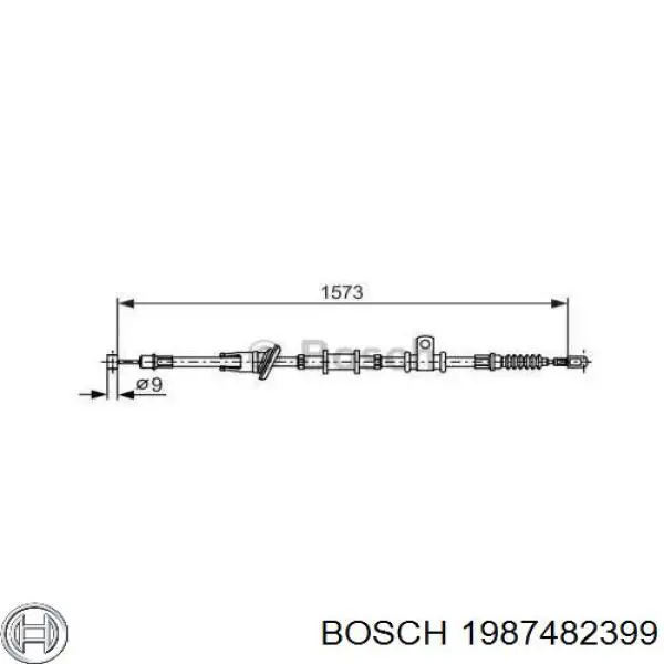 1987482399 Bosch Трос ручного гальма задній, лівий