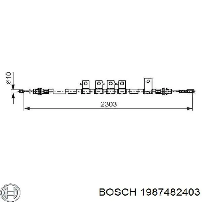 Трос ручного гальма задній, правий 1987482403 Bosch