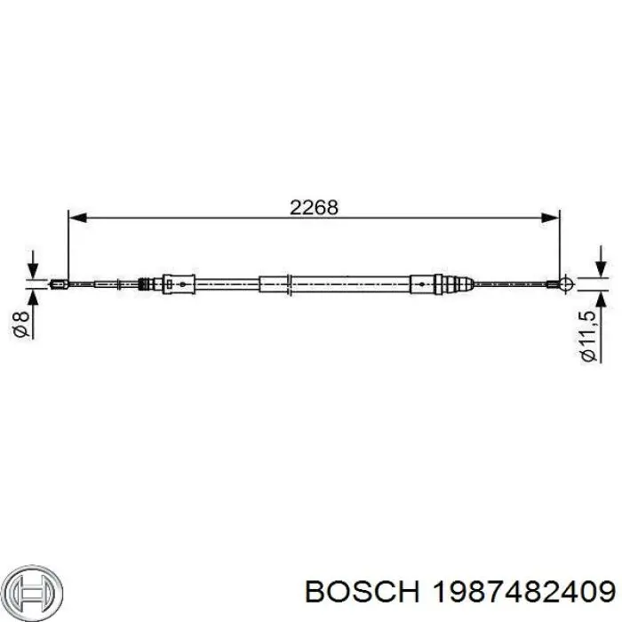 Трос ручного гальма задній, правий/лівий Bosch 1987482409 ціна, від 14.72 USD