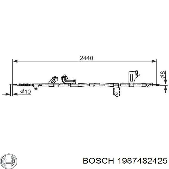 Трос ручного гальма задній, лівий 1987482425 Bosch