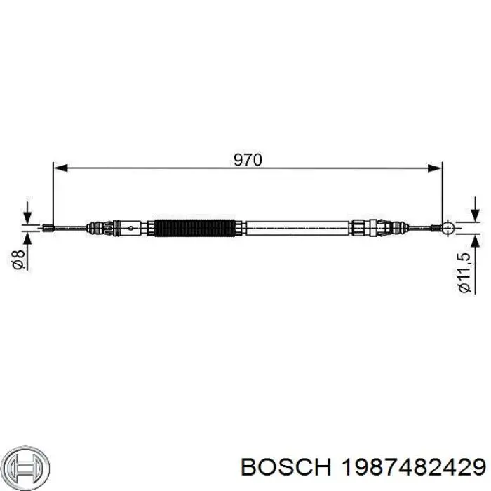 Купити 1987482429 Bosch Трос ручного гальма задній, правий
