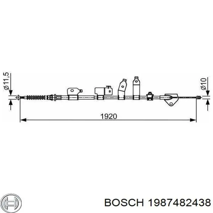 Купити 1987482438 Bosch Трос ручного гальма задній, правий