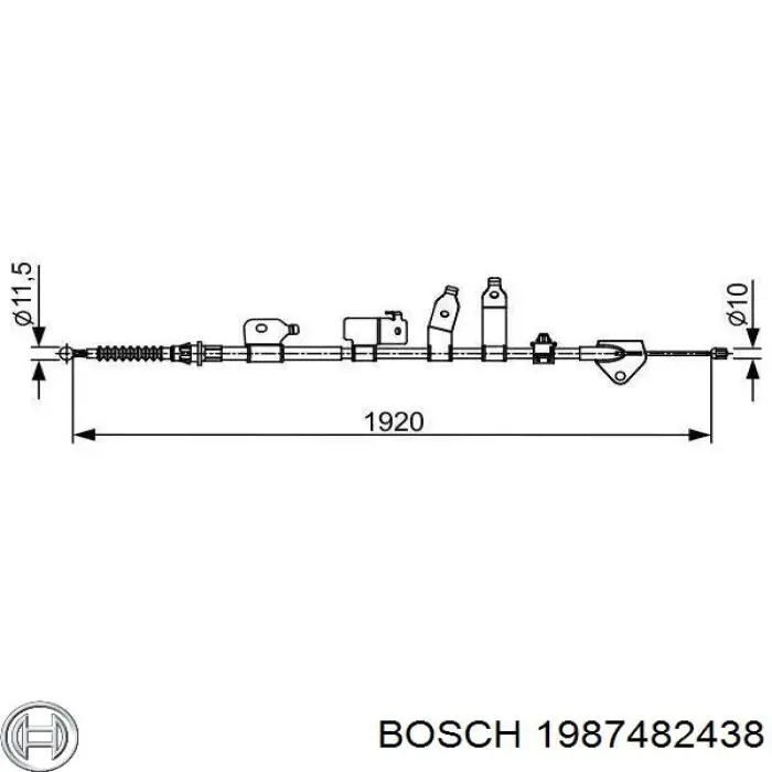 1987482438 Bosch Трос ручного гальма задній, правий