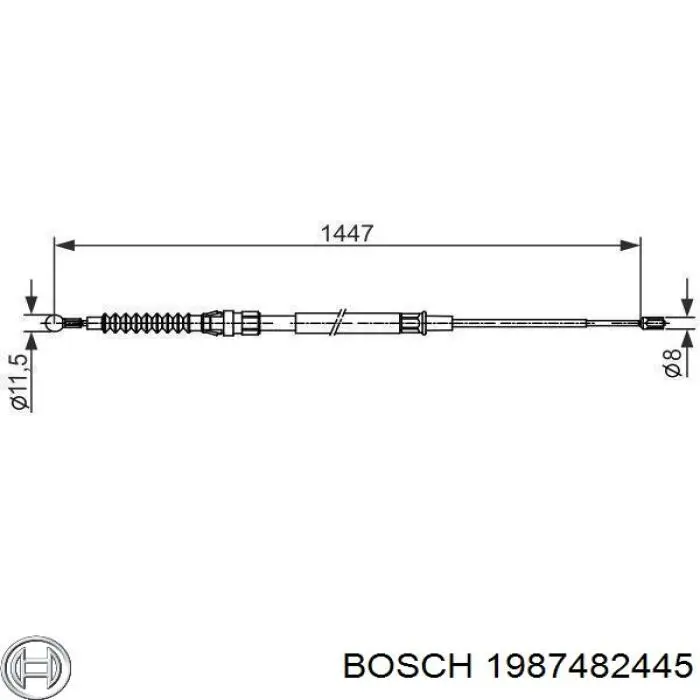 1987482445 Bosch трос ручного гальма задній, правий/лівий
