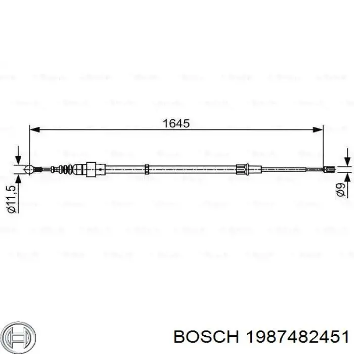 Купити 1987482451 Bosch Трос ручного гальма задній, правий/лівий
