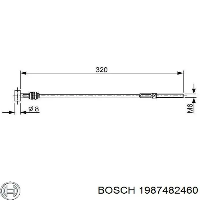 Трос стоянкового гальма передній Bosch 1987482460 ціна, від 7.49 USD