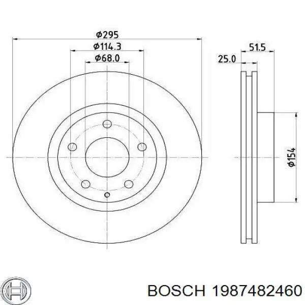 Трос ручного гальма передній 1987482460 Bosch