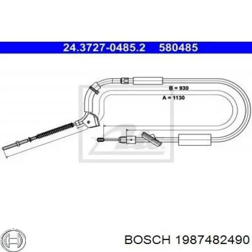 1987482490 Bosch Трос ручного гальма передній