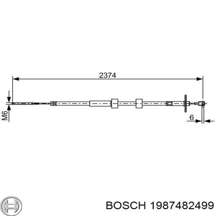 Трос стоянкового гальма задній правий Bosch 1987482499 ціна, від 30.15 USD