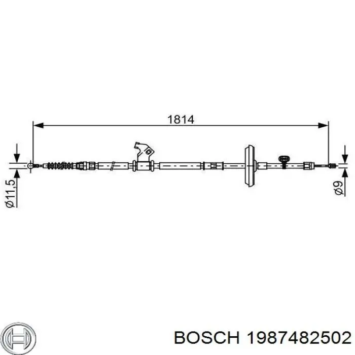 1987482502 Bosch Трос ручного гальма задній, правий