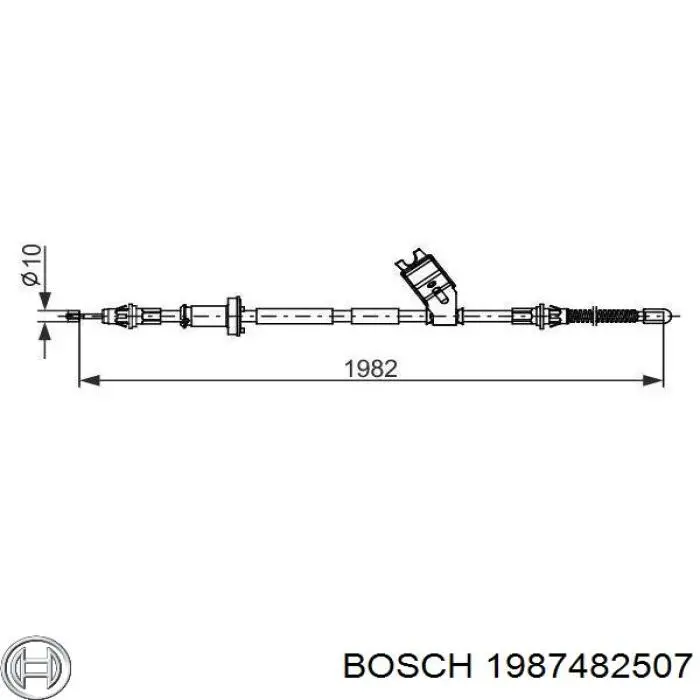 Трос ручного гальма задній, лівий 1987482507 Bosch