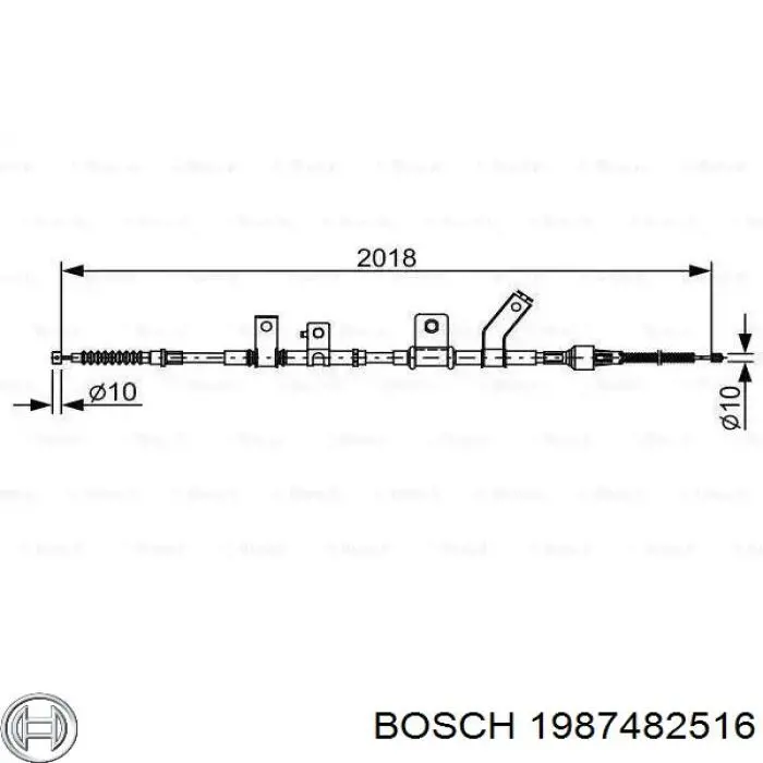 Купити 1987482516 Bosch Трос ручного гальма задній, правий
