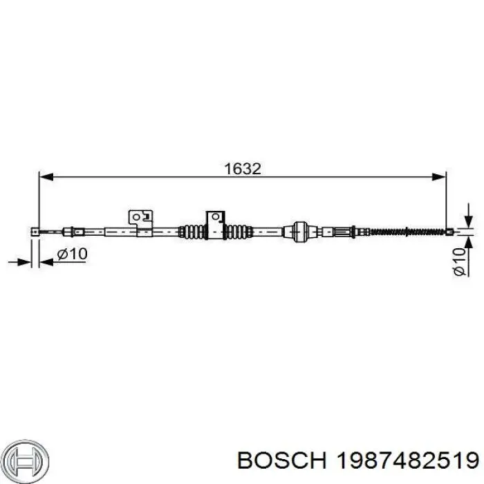 Трос стоянкового гальма задній правий Bosch 1987482519 ціна, від 25.66 USD
