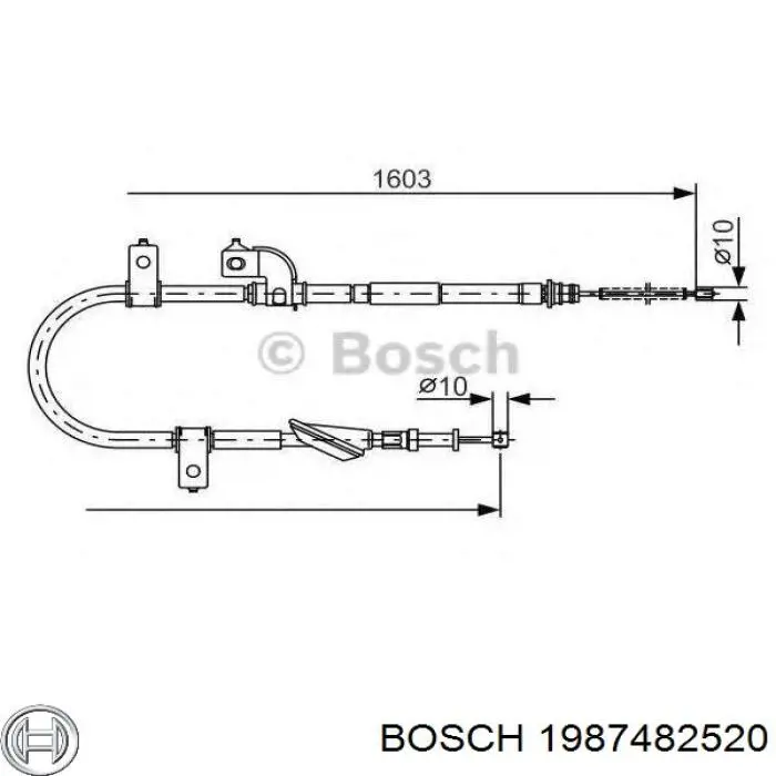 Трос ручного гальма задній, лівий 1987482520 Bosch