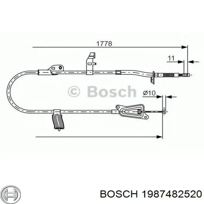 Трос стоянкового гальма задній лівий Bosch 1987482520 ціна, від 22.39 USD