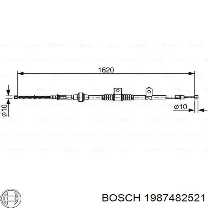 Трос стоянкового гальма задній правий Bosch 1987482521 ціна, від 22.81 USD