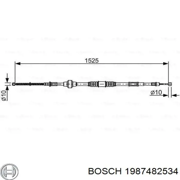 1987482534 Bosch Трос ручного гальма задній, правий