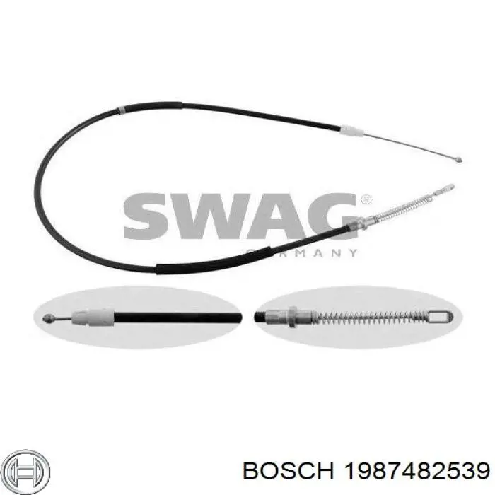 1987482539 Bosch Трос ручного гальма задній, правий/лівий