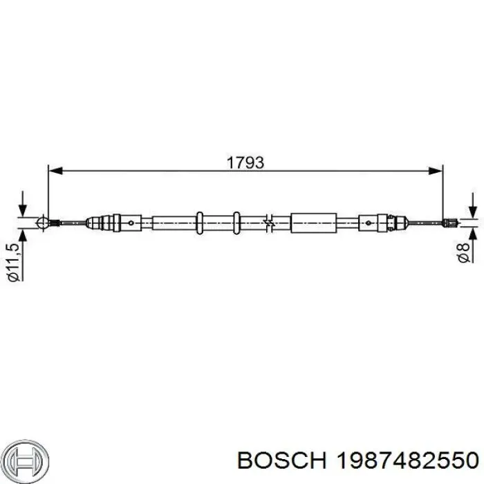 1987482550 Bosch трос ручного гальма задній, правий/лівий