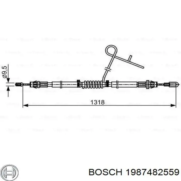 Трос стоянкового гальма задній правий ABS K17628 ціна, від 34.67 USD