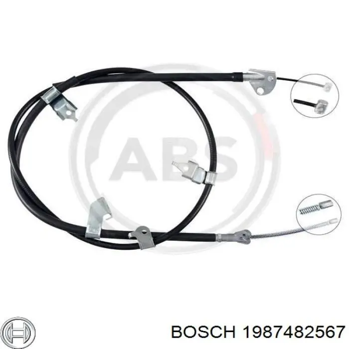 Трос стоянкового гальма задній лівий Bosch 1987482567 ціна, від 33.94 USD