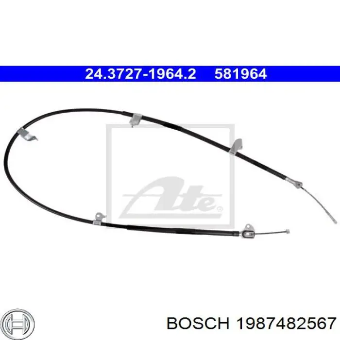 Купити 1987482567 Bosch Трос ручного гальма задній, лівий