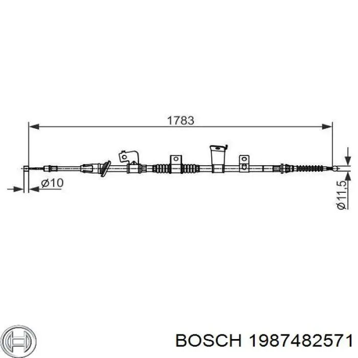 Трос стоянкового гальма задній правий Bosch 1987482571 ціна, від 33.57 USD