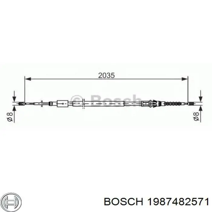 Купити 1987482571 Bosch Трос ручного гальма задній, правий