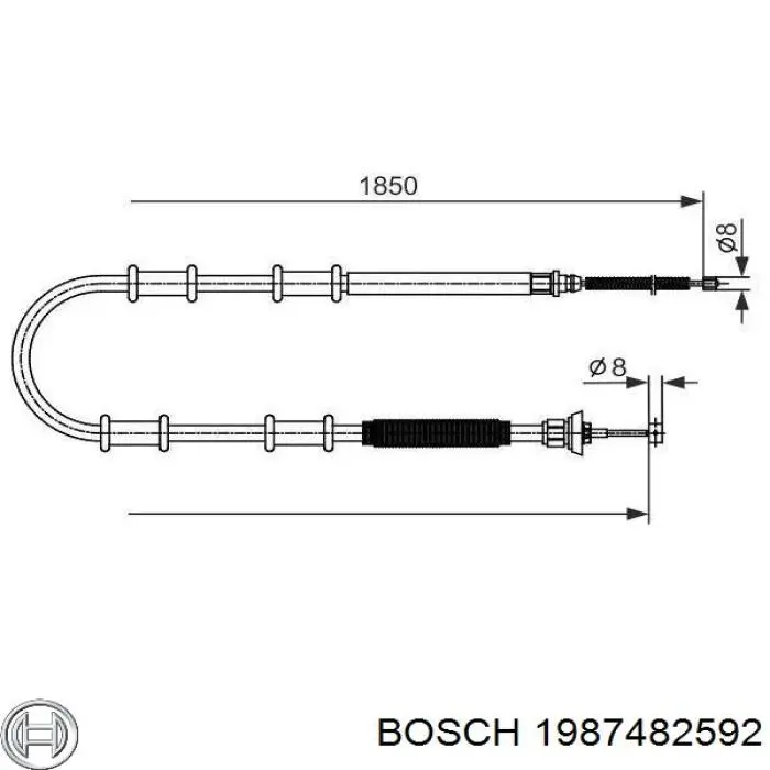 1987482592 Bosch Трос ручного гальма задній, правий/лівий