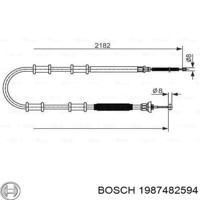 1987482594 Bosch Трос ручного гальма задній, правий/лівий