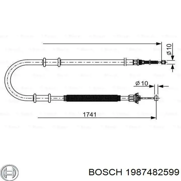 Купити 1987482599 Bosch Трос ручного гальма задній, лівий
