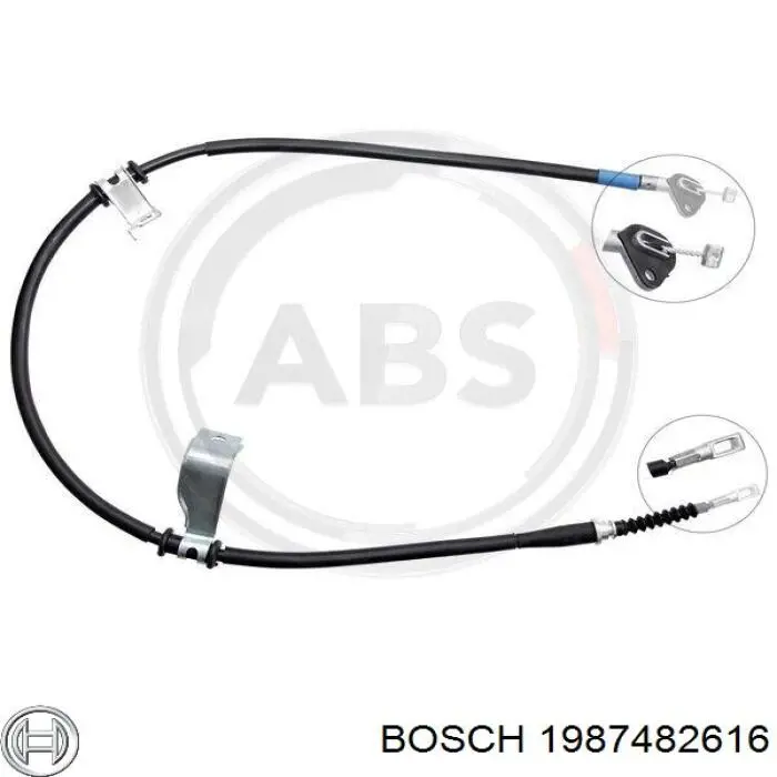 Трос стоянкового гальма задній лівий Bosch 1987482616 ціна, від 26.15 USD