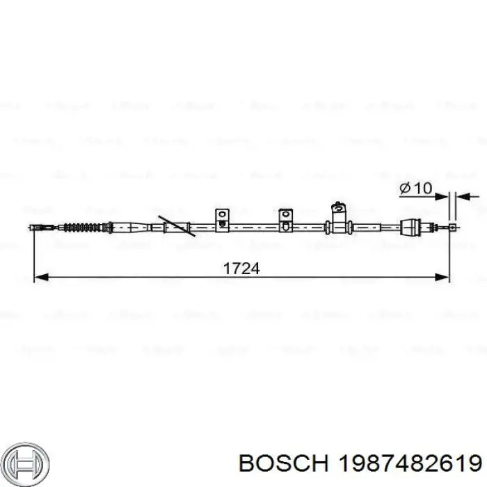 Трос стоянкового гальма задній правий Bosch 1987482619 ціна, від 28.97 USD