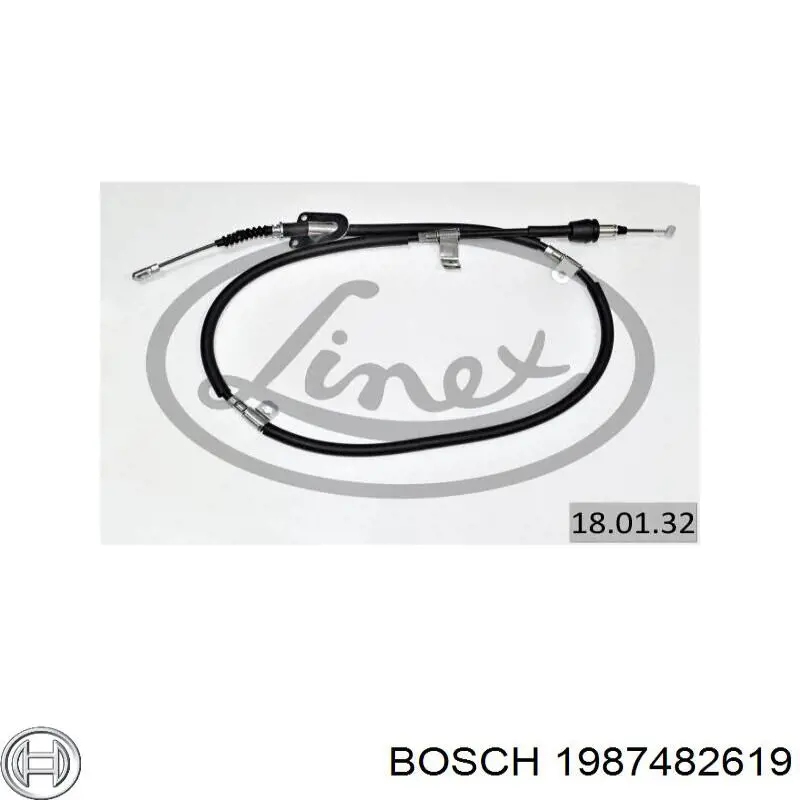 1987482619 Bosch трос ручного гальма задній, правий