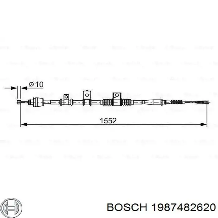 Трос ручного гальма задній, лівий 1987482620 Bosch